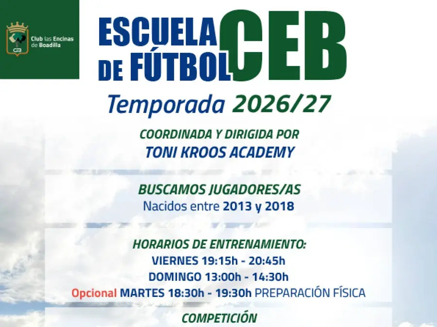 Escuela de fútbol CEB. Buscamos jugadores.