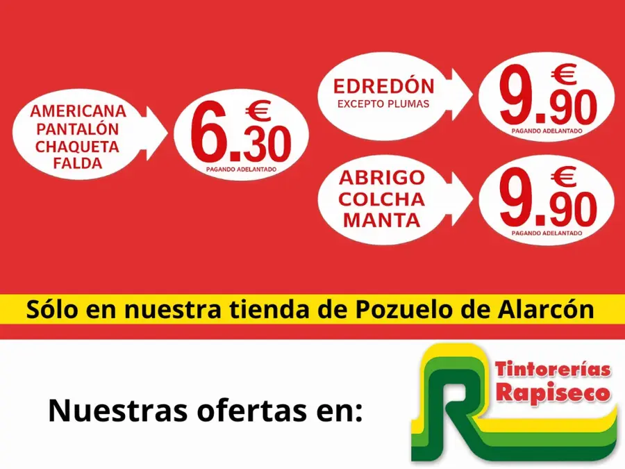 OFERTAS EN TINTORERÍA RAPISECO POZUELO DE ALARCÓN