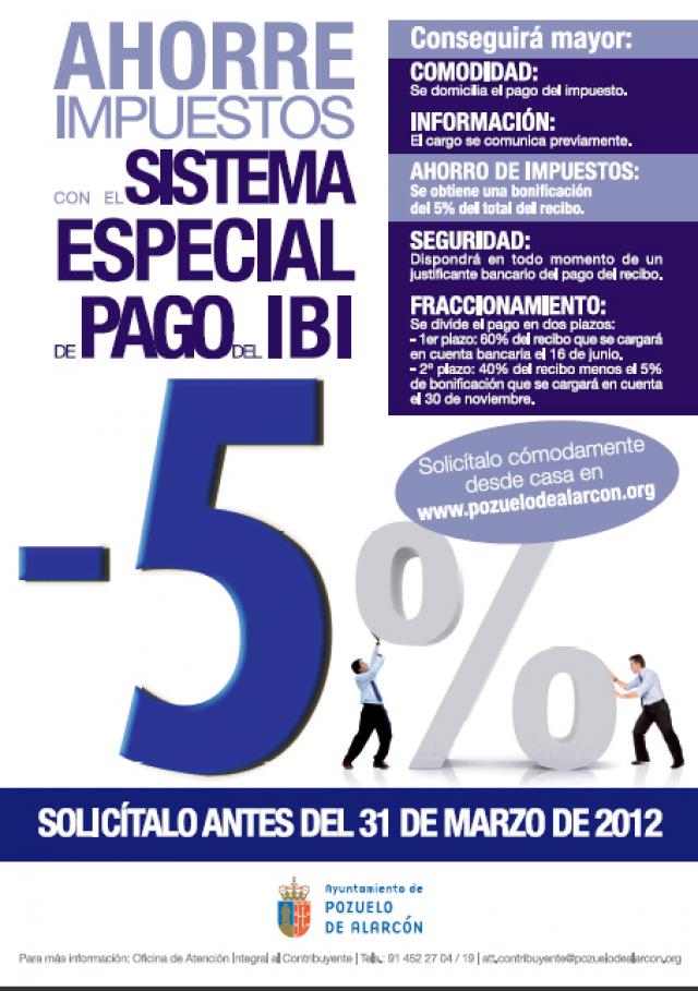 
                                                    El Ayuntamiento ofrece el 5% de bonificación en el IBI a través del sistema especial de pago